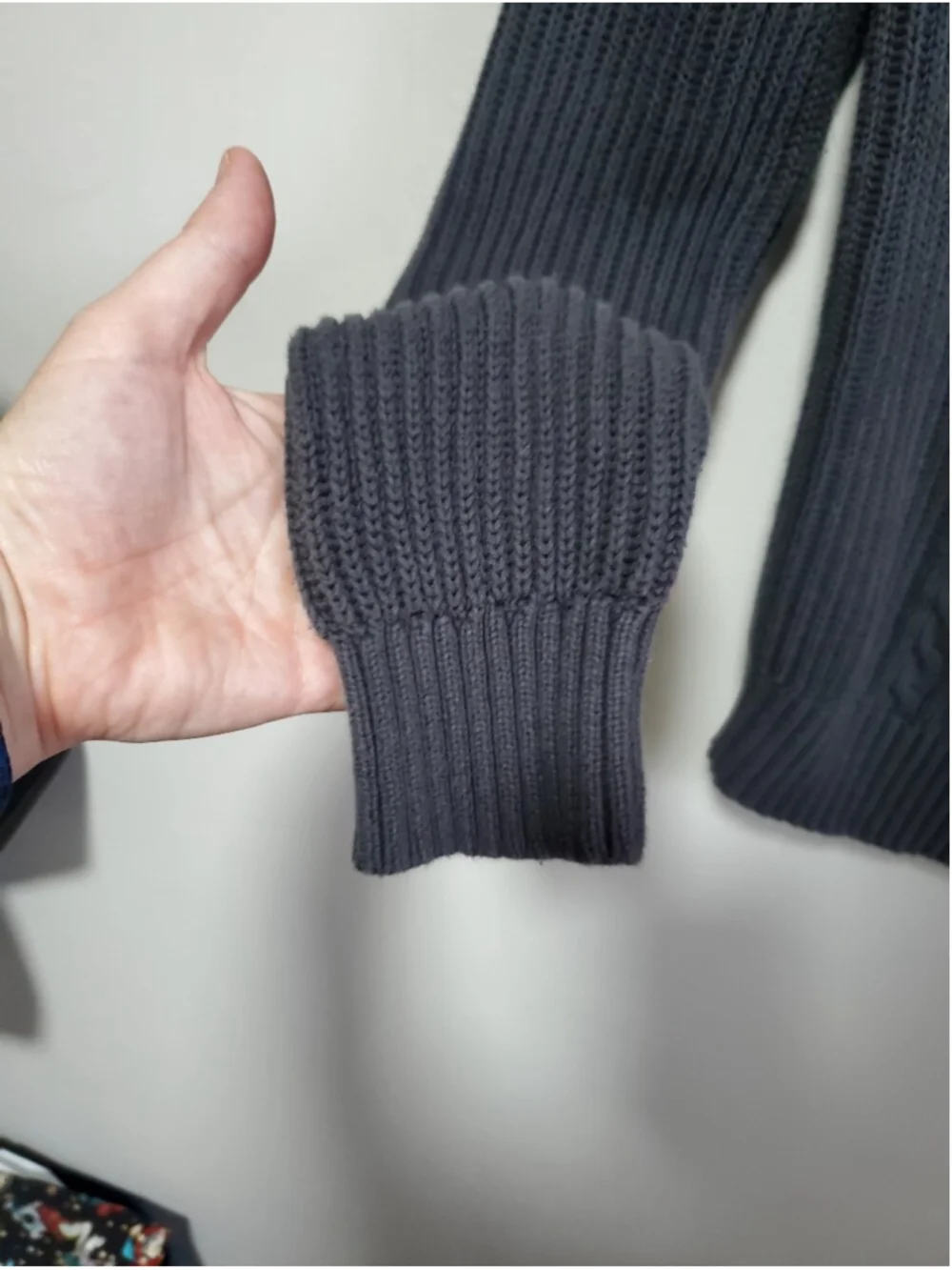 BUFFALO DAVID BITTON Cable Knit Fisherman Sweater Grey Small Crewneck Minimalist